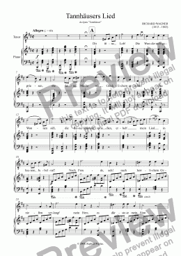 page one of Tannhäusers Lied