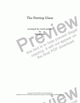 page one of The Parting Glass (wind quintet)