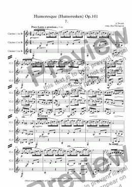 page one of Dvorak: Humoresque Np.7 (Humoresken) Op.101 - clarinet trio (3 Bb clts)