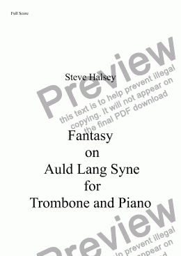 page one of Fantasy on   Auld Lang Syne  for Trombone and Piano