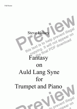 page one of Fantasy on   Auld Lang Syne  for Trumpet and Piano