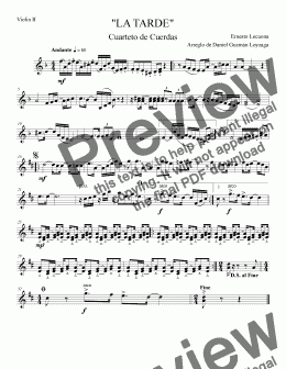 page one of La Tarde - Cuarteto de Cuerda - Violin II