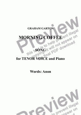 page one of SONG - 'MORNING COFFEE' for TENOR VOICE and Piano. Words: Anon