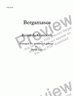 page one of Bergamasca (wind quintet)