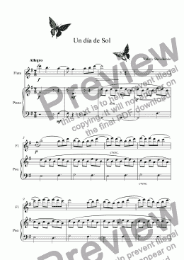 page one of Un d�a de Sol (for flute & piano)