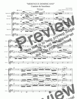 page one of Merengue Dominicano Sax Quartet - Score
