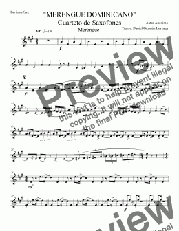 page one of Merengue Dominicano Sax Quartet - Baritone Sax