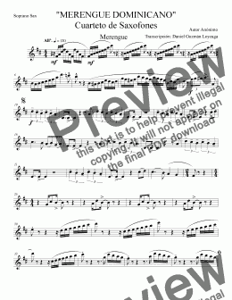 page one of Merengue Dominicano Sax Quartet - Soprano Sax