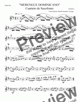 page one of Merengue Dominicano Sax Quartet - Tenor Sax