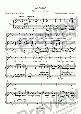page one of Chanson (Eugène Guillaume / Marot))