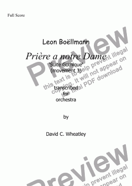 page one of Prière a notre Dame (Boellmann - Suite Gothique mvt 3) for orchestra