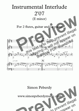 page one of Instrumental Interlude 2'07 for 2 flutes, guitar and/or piano