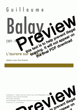 page one of Balay - L'Aurore sur la forêt