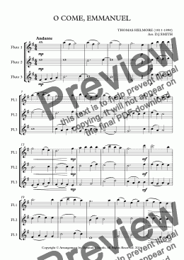 page one of O COME, EMMANUEL  (Flute Trio)