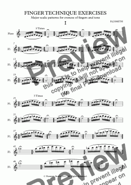 page one of FINGER TECHNIQUE EXERCISES for Flute (Major)