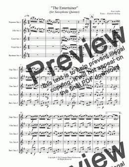page one of Joplin - The Entertainer (Saxophone Quintet SATTB)