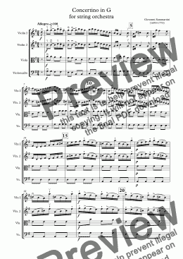 page one of Sammartini - Concertino in G for string orchestra