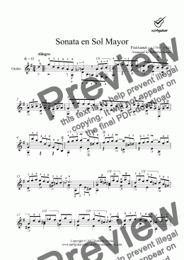 page one of Sonata en Sol Mayor for solo guitar 