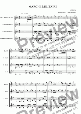 page one of marche militaire quatuor clarinettes