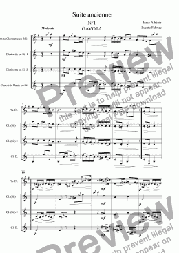 page one of suite ancienne  op1 Gavota quatuor clarinettes