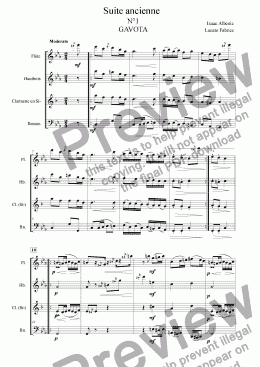 page one of suite ancienne op1 Gavotte orchestre à vents