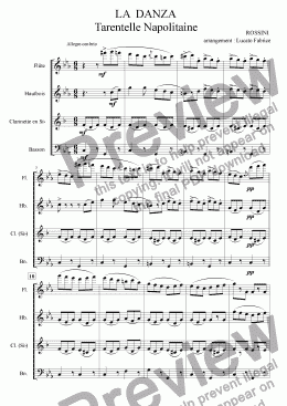 page one of La Danza G. Rossini orchestre à vents
