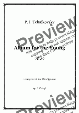 page one of Tchaikovsky - Album for the Young Op.39 - Woodwind Quintet