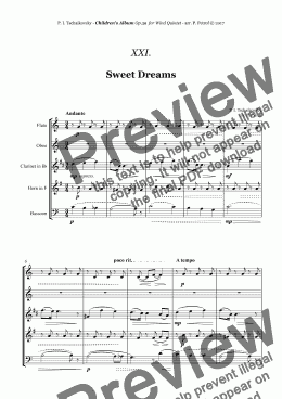 page one of Tchaikovsky - ''Sweet Dreams'' from ''Album for the Young'' Op.39 for Woodwind Quintet