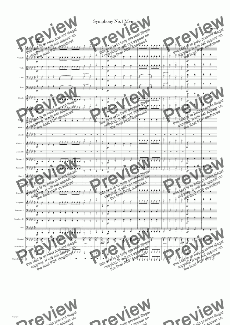 page one of Symphony No.1 in F Minor I