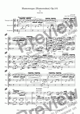 page one of Dvorak: Humoresque (Humoresken) Op.101No.7 - brass trio