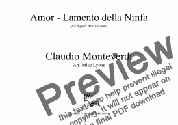 page one of Brass Choir - Amor - Lamento della Ninfa
