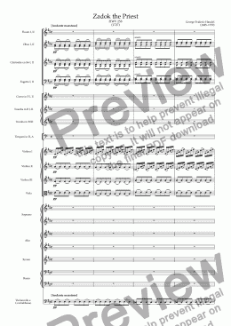 page one of Coronation Anthem : Zadok the Priest HWV 258