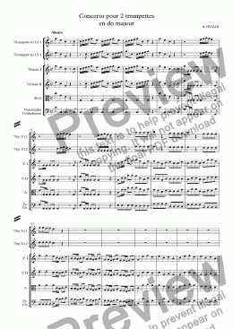 page one of Concerto for 2 trumpets in C Major RV 537