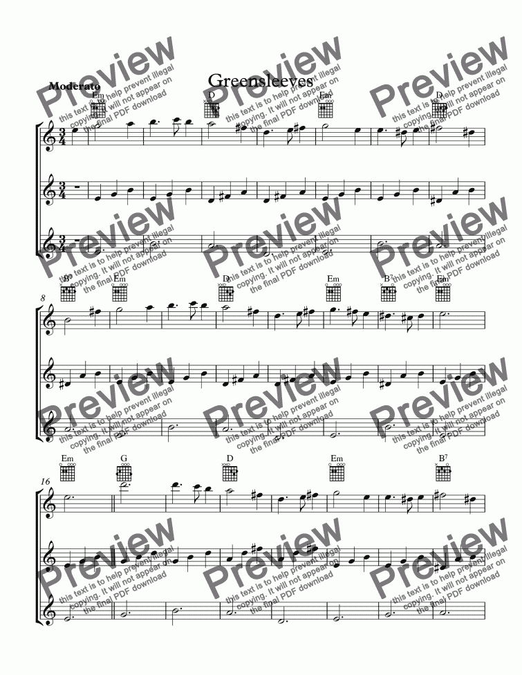 Greensleeves - Download Sheet Music PDF file