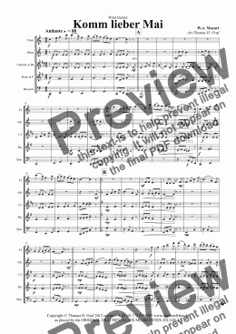 page one of Komm lieber Mai - German Folk Song - Wind Quintet 