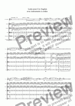 page one of Lento pour Cor Anglais avec instruments à cordes