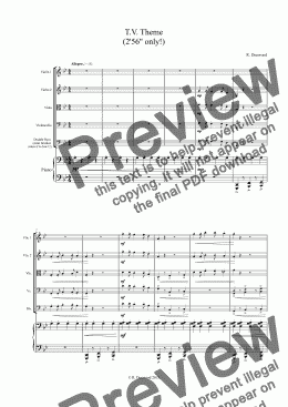 page one of Denwood - T.V. Theme for string orchestra & Piano
