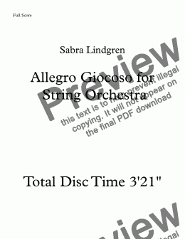 page one of Allegro Giocoso for String Orchestra