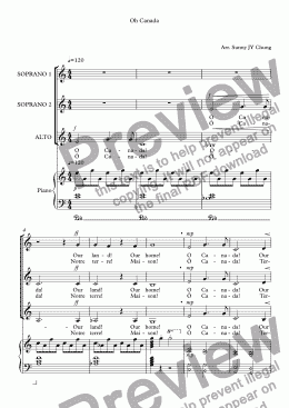 page one of Oh Canada - Choir and Piano