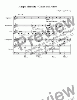 page one of Happy Birthday - Choir and Piano