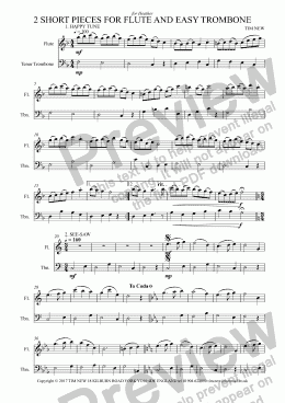 page one of 2 SHORT PIECES FOR FLUTE AND EASY TROMBONE