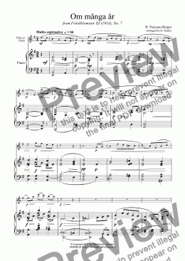 page one of Om många år for flute or violin and piano