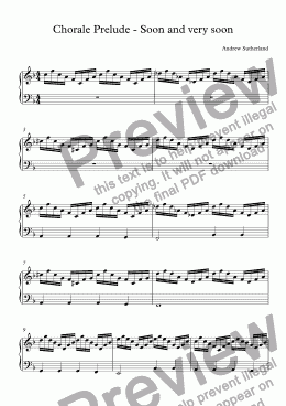 page one of Chorale Prelude - Soon and very soon