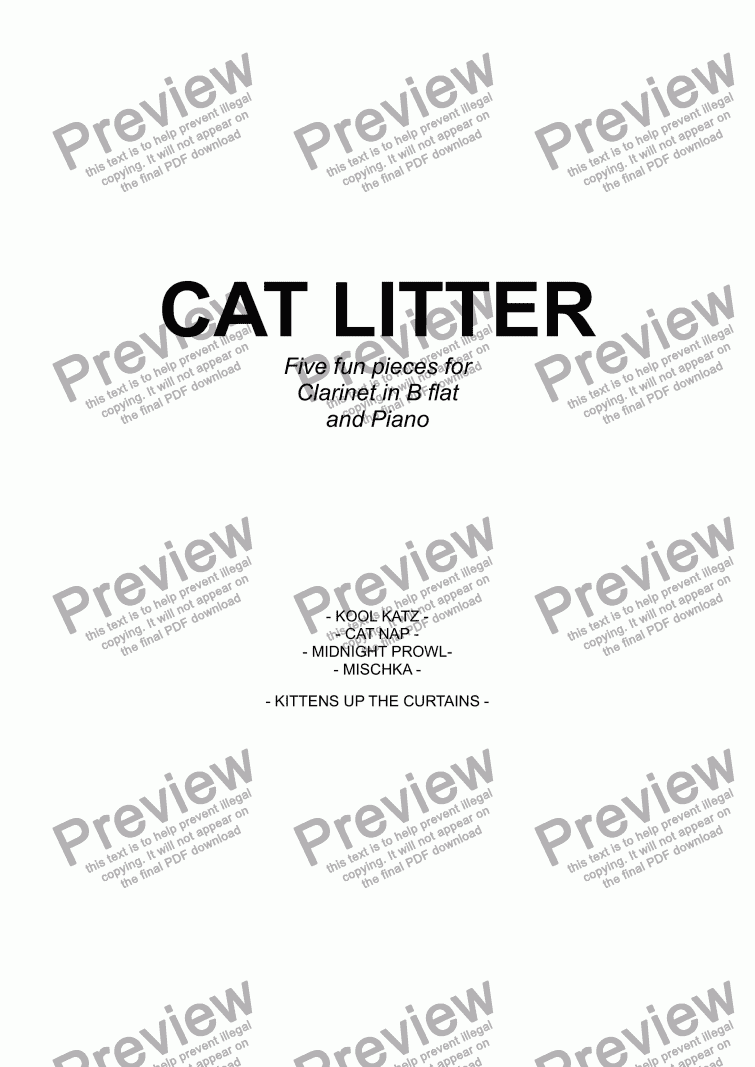 page one of CAT LITTER (Five fun pieces for Clarinet in B flat and Piano)