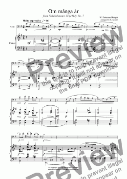 page one of Om många år for cello and piano