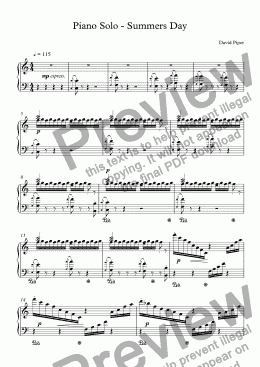 page one of Piano Solo - Summers Day