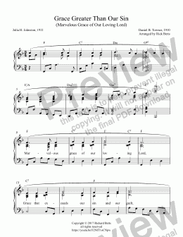 page one of Grace Greater Than Our Sin  (Marvelous Grace of Our Loving Lord) - Hymn Piano Solo