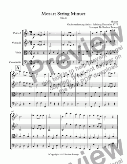 page one of Mozart String Minuet
