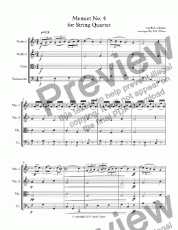page one of Menuet-Mozart - Score and parts