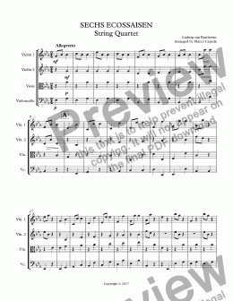 page one of SECHS ECOSSAISEN String Quartet